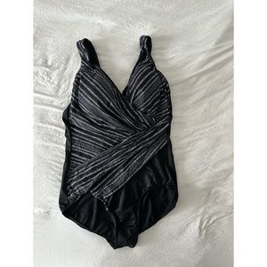 EUC Miraclesuit Crossed One Piece Size 16